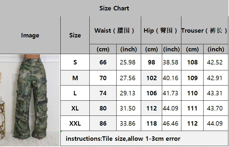 FAGADOER Fashion Camouflage Straight Pants Women Buttons High Waist Cargo Pocket Patchwork Wide Leg Trousers Y2K Streetwear New