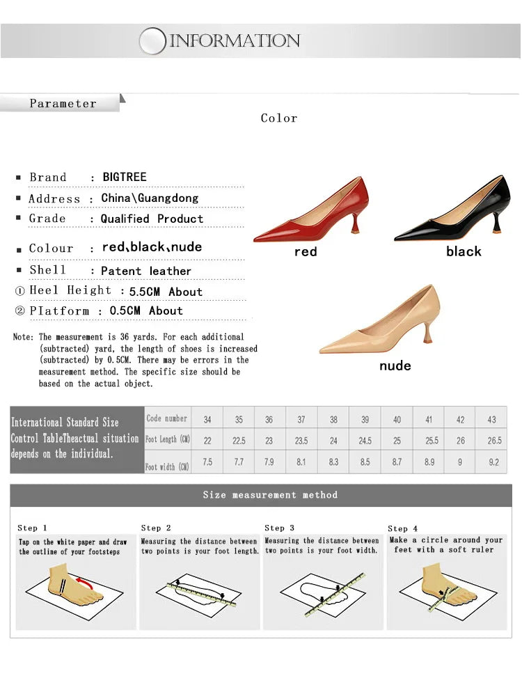 Classic Patent Leather Kitten Heel Office Pumps for Women