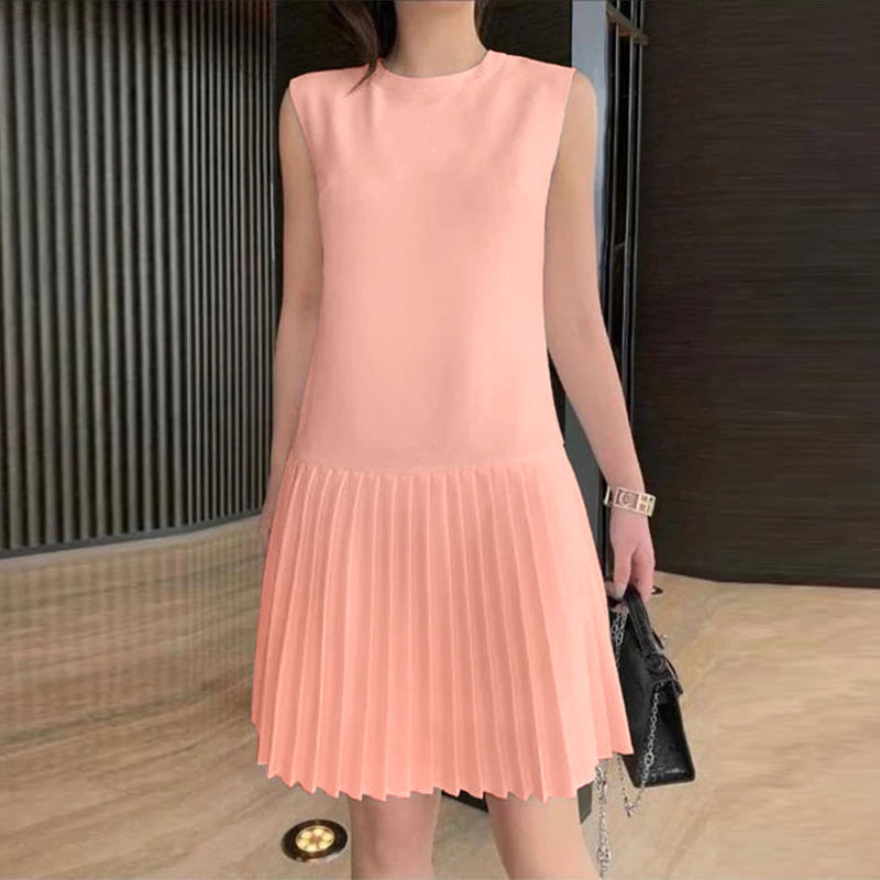 ZANZEA Summer Women Sleeveless Mini Dress 2024 Elegant Party Tank Vestidos Ladies Casual Solid Color Pleated Short Sundress
