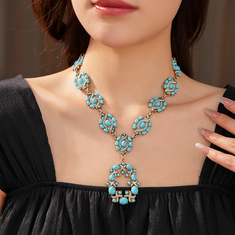 Blue Cross Necklace And Earrings Set