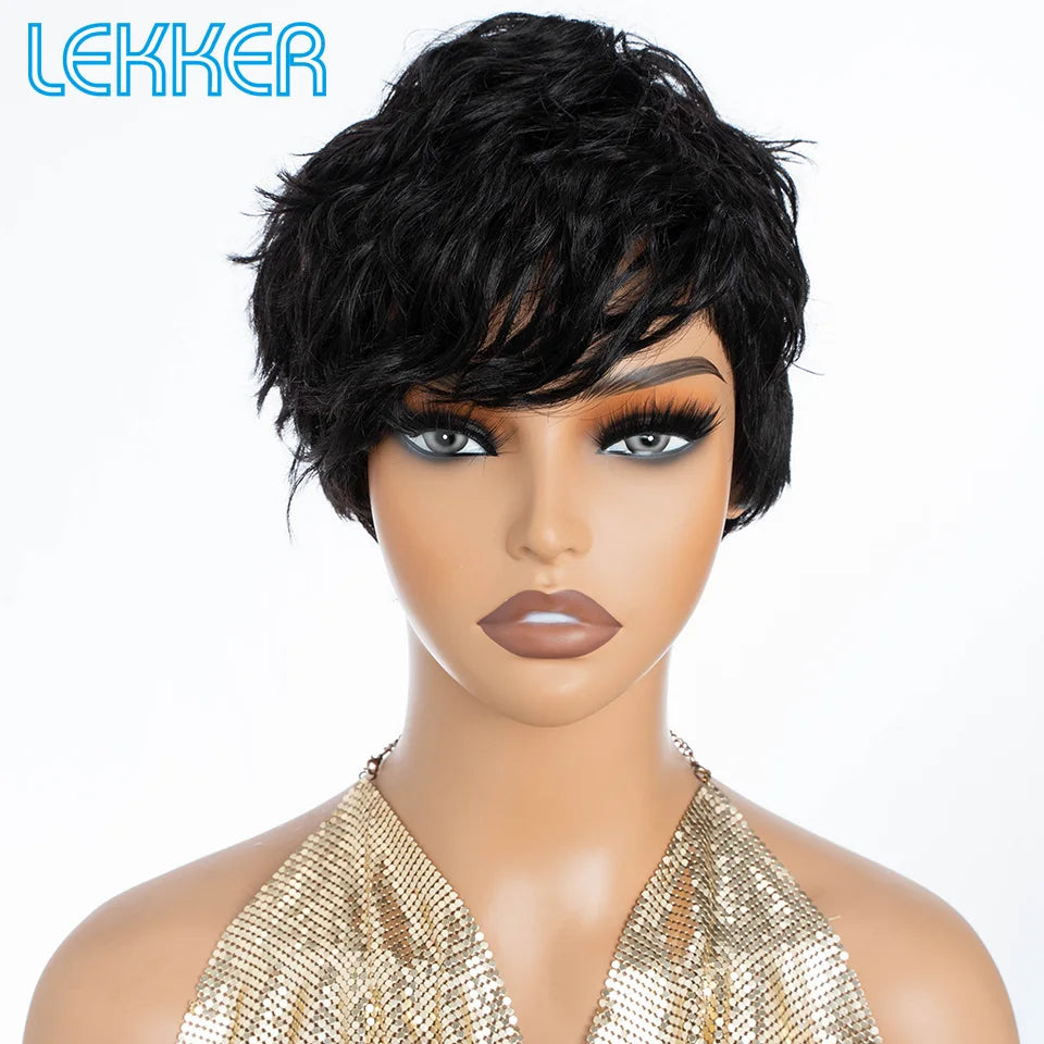 Short Pixie Cut Brazilian Remy Human Hair Wig for Women