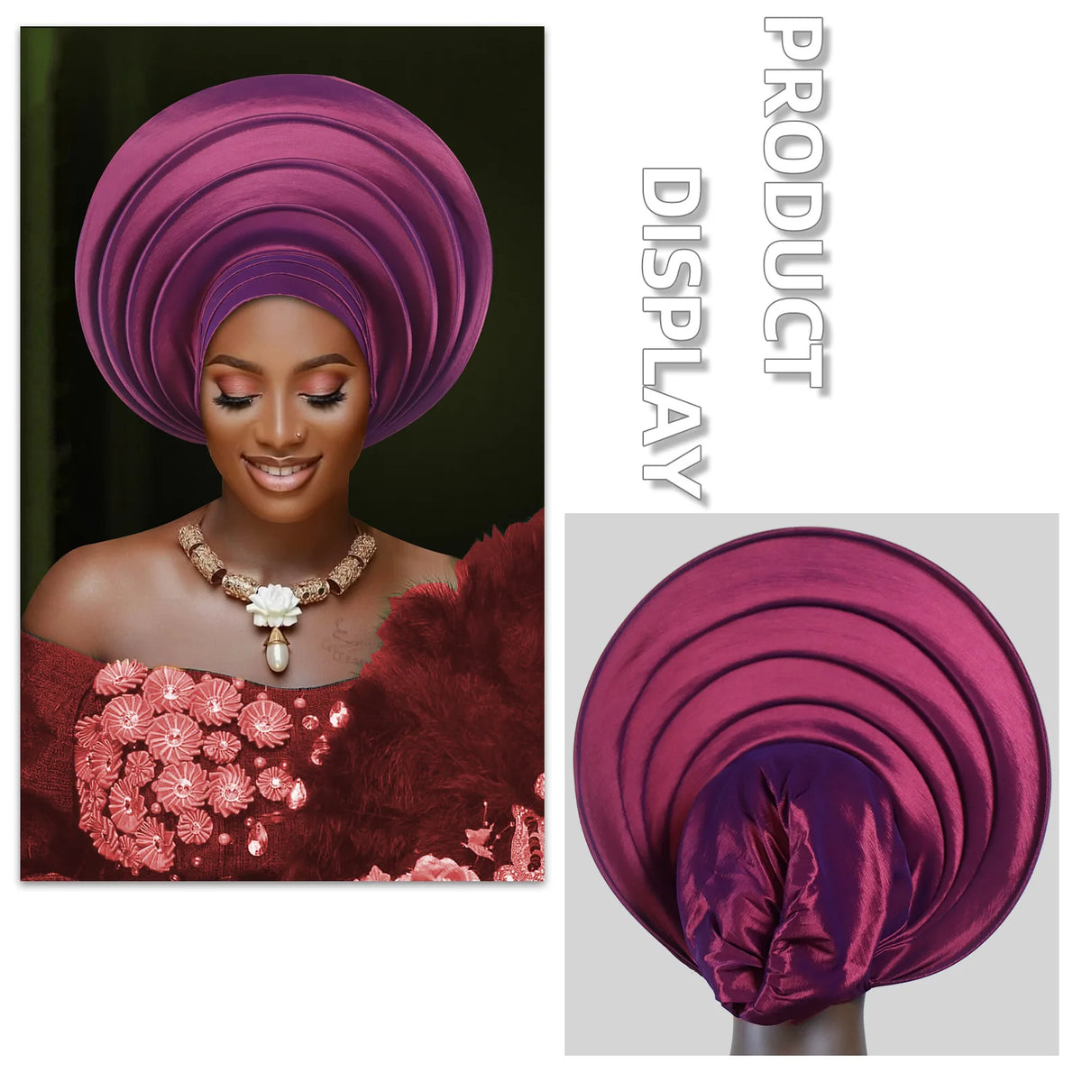 African Wedding Gele Turban Head Wrap Cap for Women