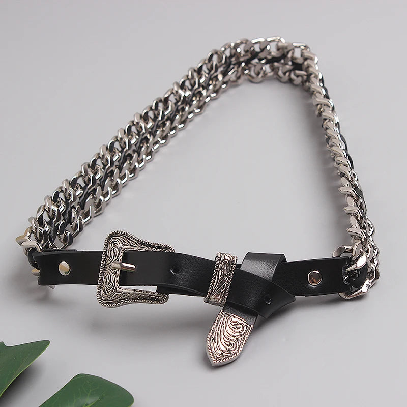 Trendy Gold Metal Decorative Waist Chain Belt for Women