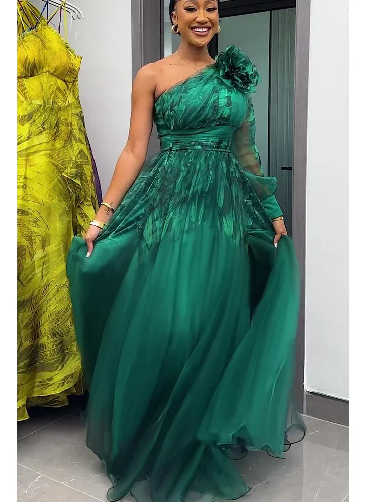 One Shoulder Pleated Bridesmaid Dress