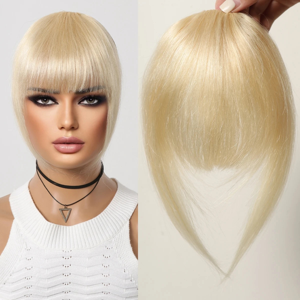 Thick Clip In Human Hair Bangs With Temples for Women