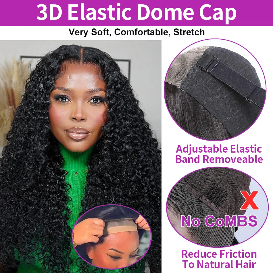 Glueless Deep Wave Water Curl Wig