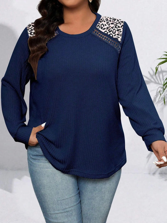 【Plus Size】 Striped Print Button Top, Casual Short Sleeve V Neck Knit Top for Daily Wear, Women Plus Clothing for All Seasons, T