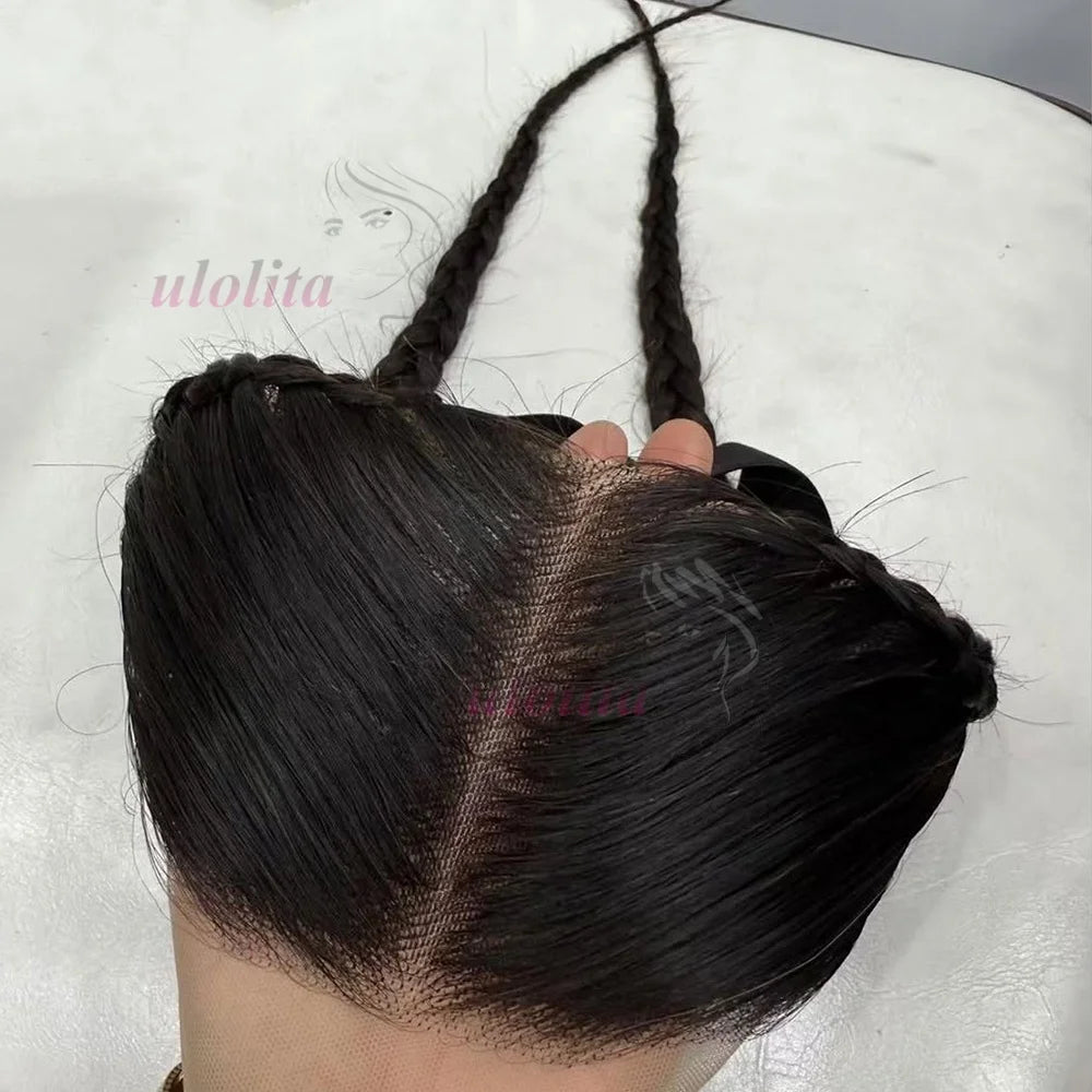 Braided Straight Lace Frontal Human Hair Wig for Women
