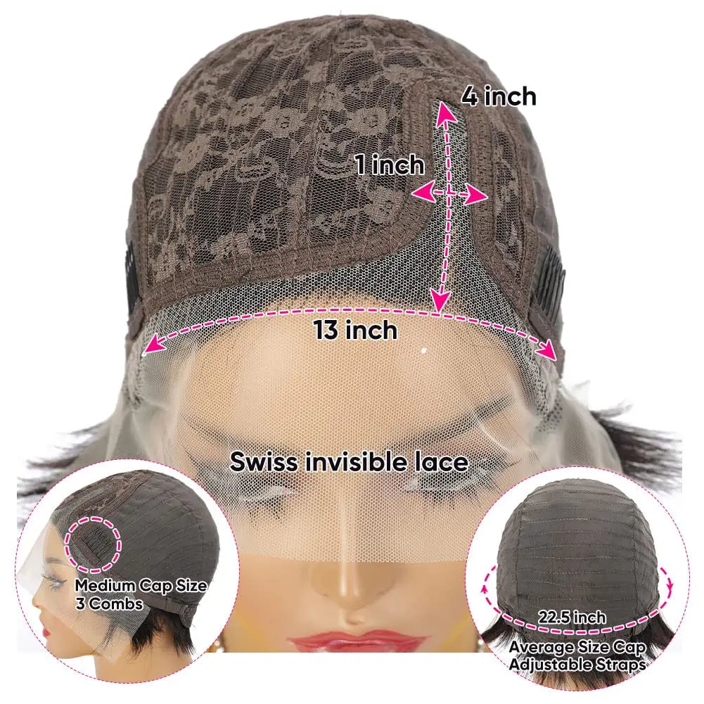 Short Straight Pixie Cut Human Hair Lace Front Wig for Women