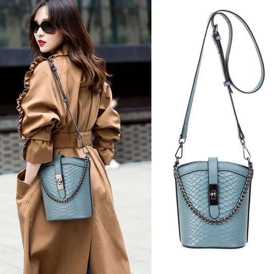 Genuine Leather Crocodile Crossbody Bag