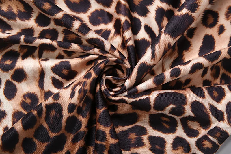 Leopard Print Off Shoulder Backless Bandage Patchwork Dress for Women