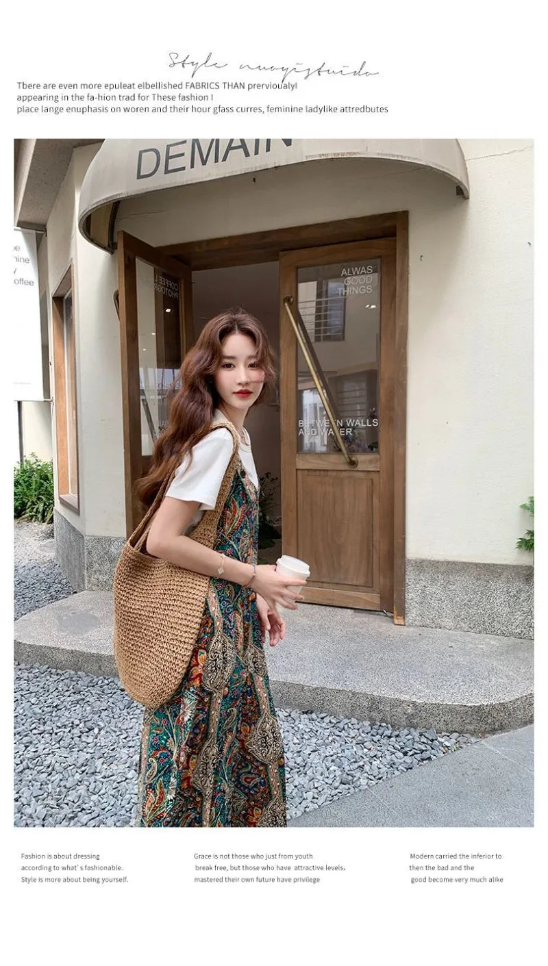 Vintage Bohemian Printed Wide Leg Casual Jumpsuit For Women