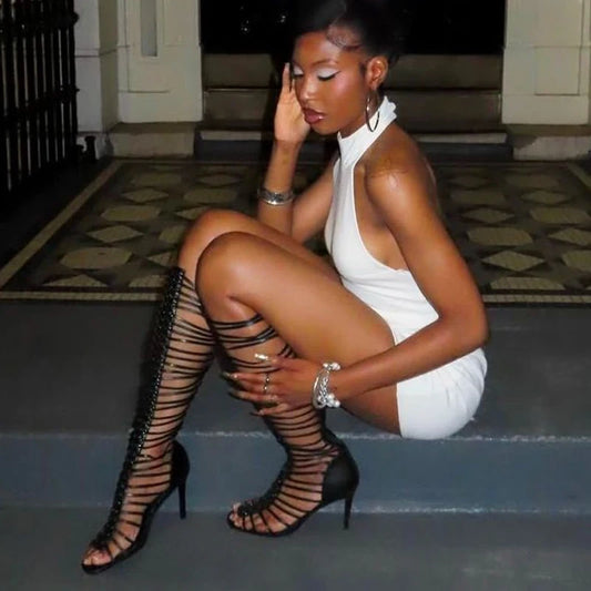 Hollow Out Gladiator Stiletto Heels