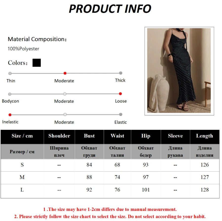 Summer Polka Dot Halter Tie Waist Maxi Dress for Women