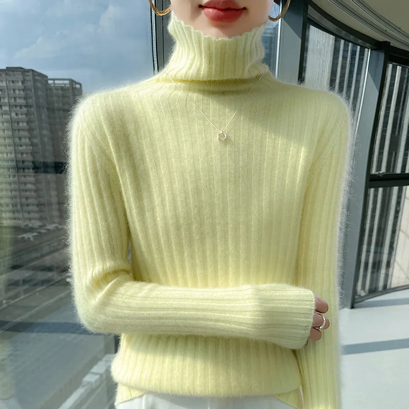 Warm Slim Fit Turtleneck Pullover Sweater for Women