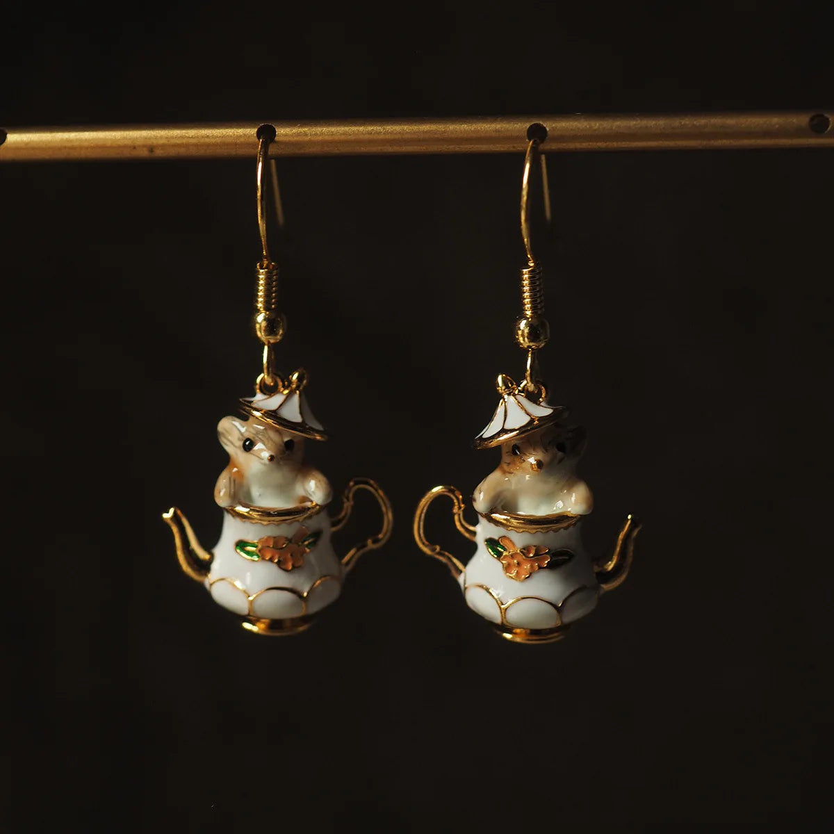 Cute Chipmunk Pendant Necklace and Earring Set for Women
