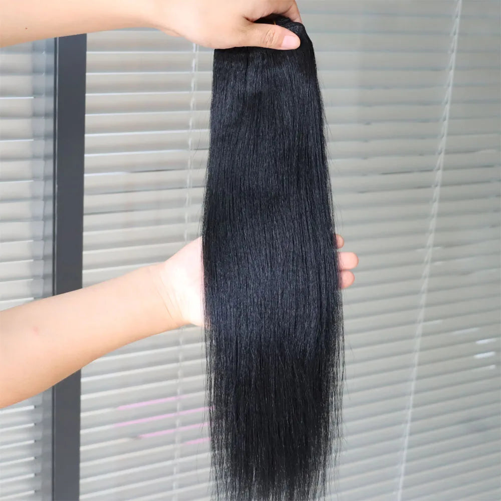 Light Yaki Virgin Human Hair Weaving Bundles for Women
