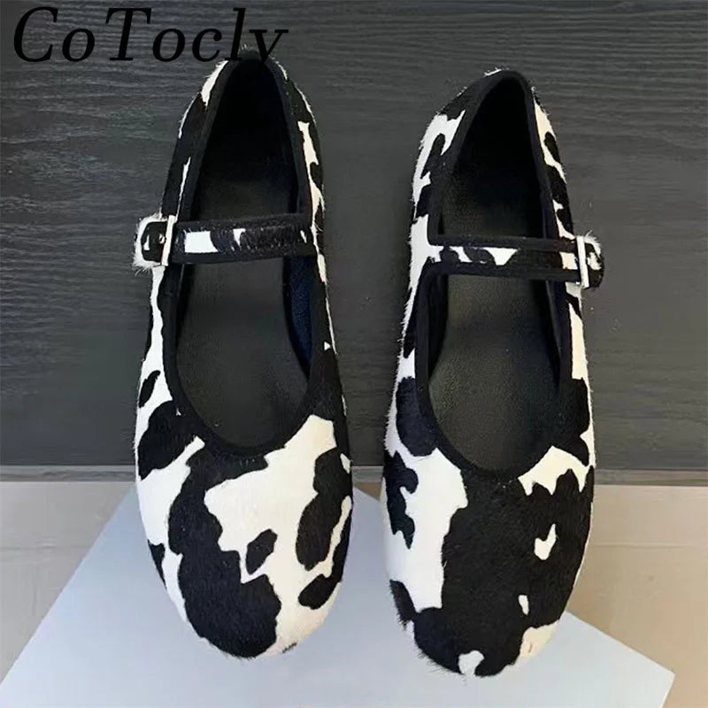 Elegant Buckle Strap Round Toe Mary Jane Flats For Women