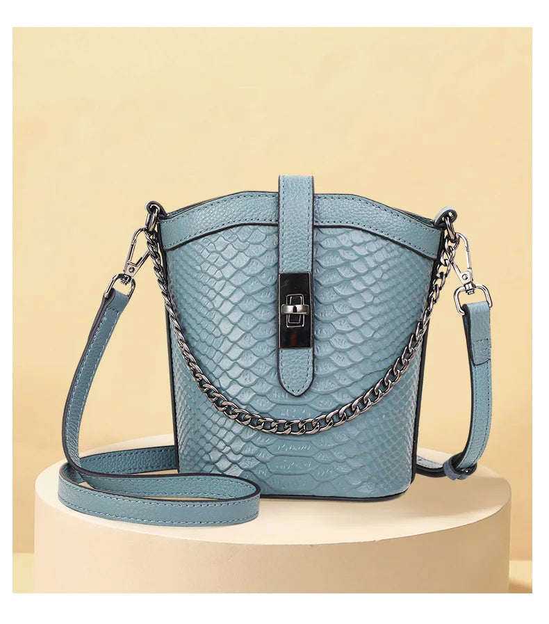 Genuine Leather Crocodile Pattern Crossbody Bag for Women