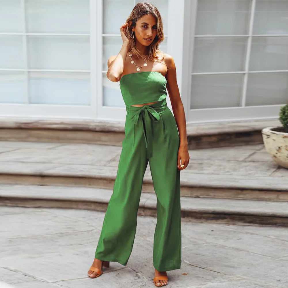 Casual Backless Slim Suspenders Straight Jumpsuit for Women