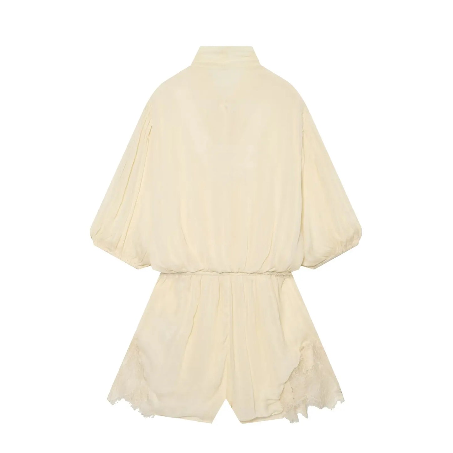 Vintage Lace Up Bow Chiffon Patchwork Jumpsuit For Women