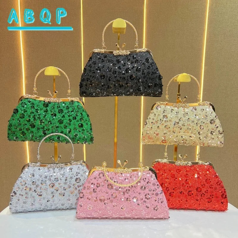 New Dinner Handbag Sequined Diamond Dinner Party Women's Handbag Luxury Brand Fashion Trend Women's Shoulder Crossbody Bag