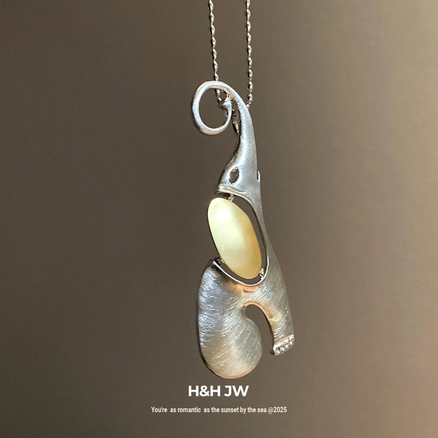 Stylish Elephant Pendant Necklace with Collarbone Chain for Women