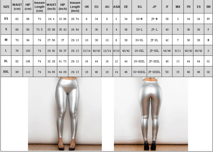 High Waist Faux Leather Push Up Leggings for Women
