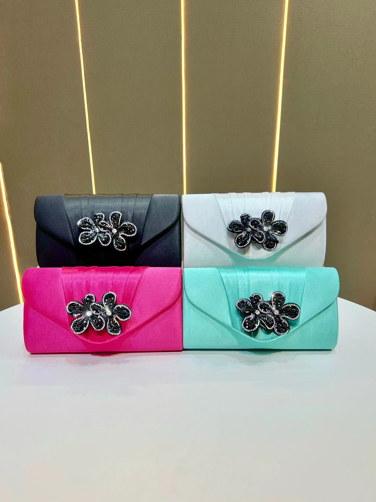 Elegant Satin Diamond Clutch Crossbody Bag for Women