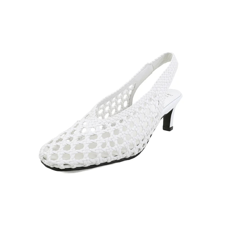 Handmade French Style Cut Out Weave Sandals for Women