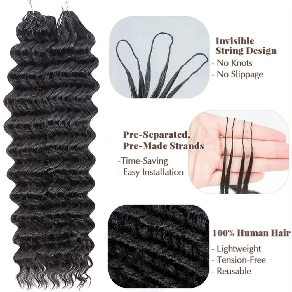 Deep Wave Human Hair Braiding Extensions for Women