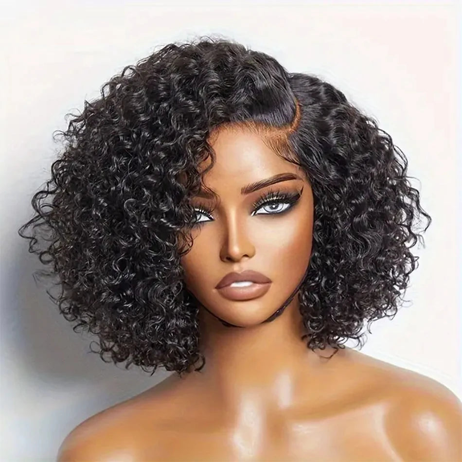 Curly Pixie Cut Lace Frontal Human Hair Wig for Women