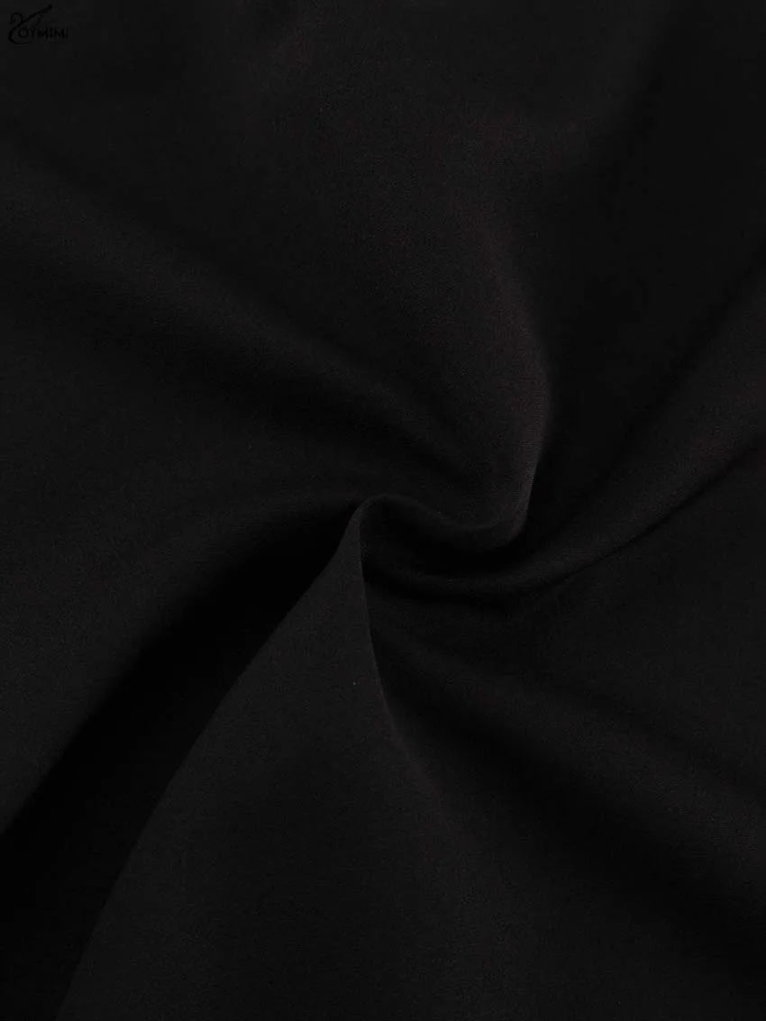 Oymimi Elegant Black Woman 2 Piece Set Outfit Fashion Square Neck Long Sleeve Button Shirts And Straight Ankle-Length Skirts Set