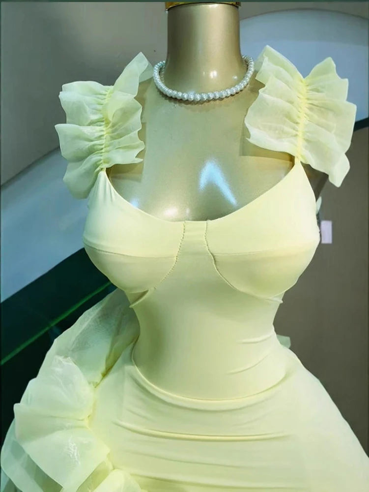 Elegant Ruffled Hem Sleeveless Mini Dress for Women
