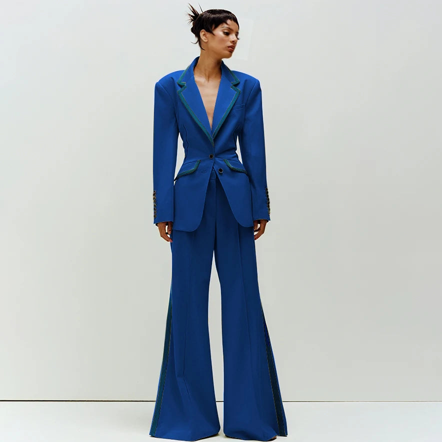 Tailored Notched Collar Two Piece Suit Set For Women
