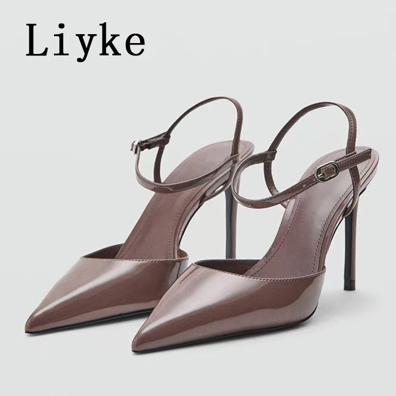Elegant Pointed Toe Buckle Strap Stiletto Sandals for Women