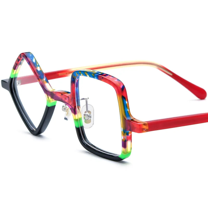 Frosted Patchwork Square Acetate Eyeglass Frames for Women