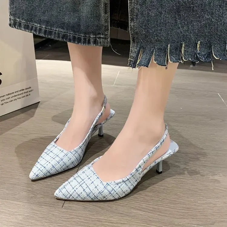 Elegant Blue Pointed Toe Slingback Pumps for Women
