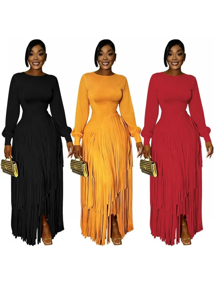 Elegant Long Sleeve African Dashiki Maxi Dress for Women