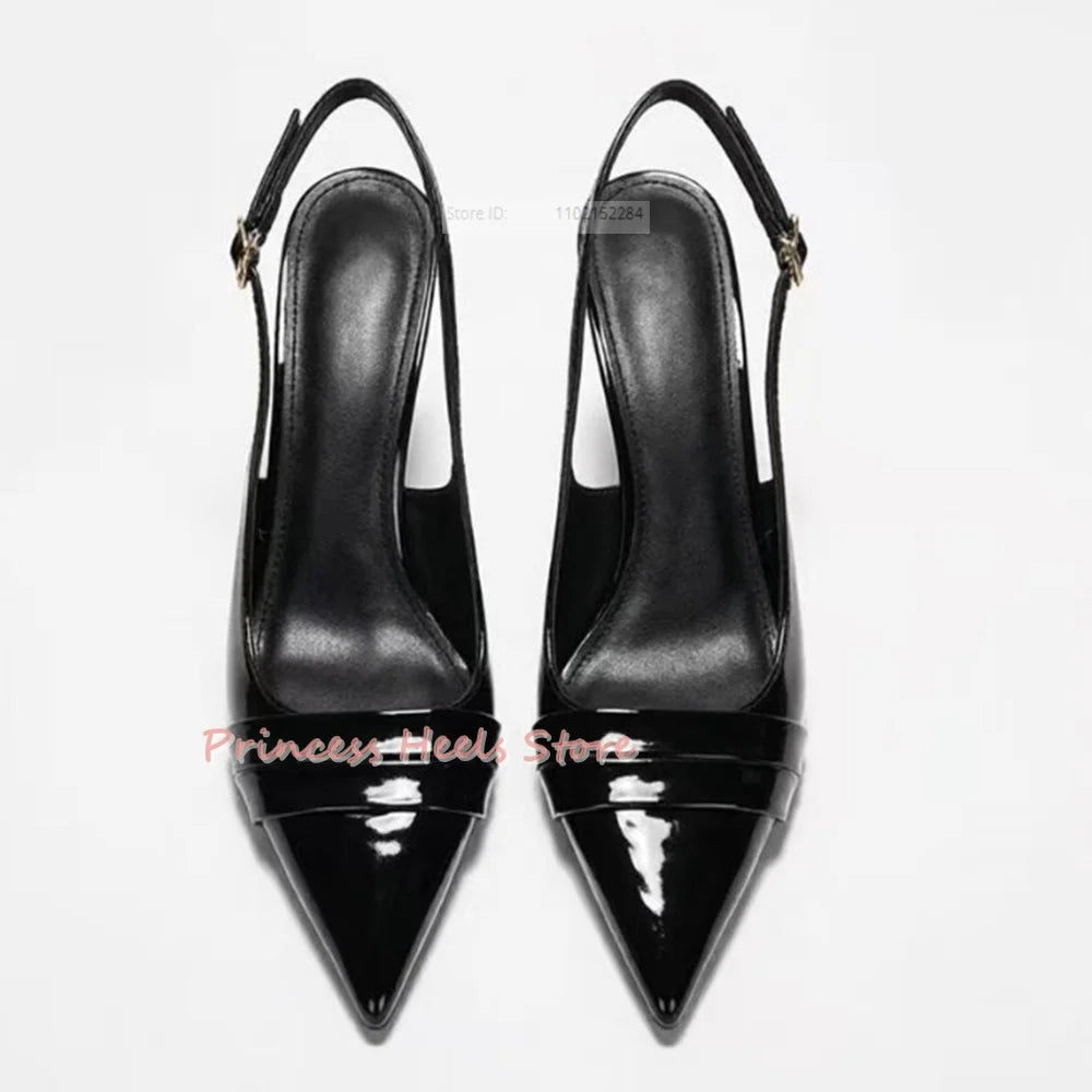 Shallow Back Opening Pointed Toe Buckle Straps Sandals for Women