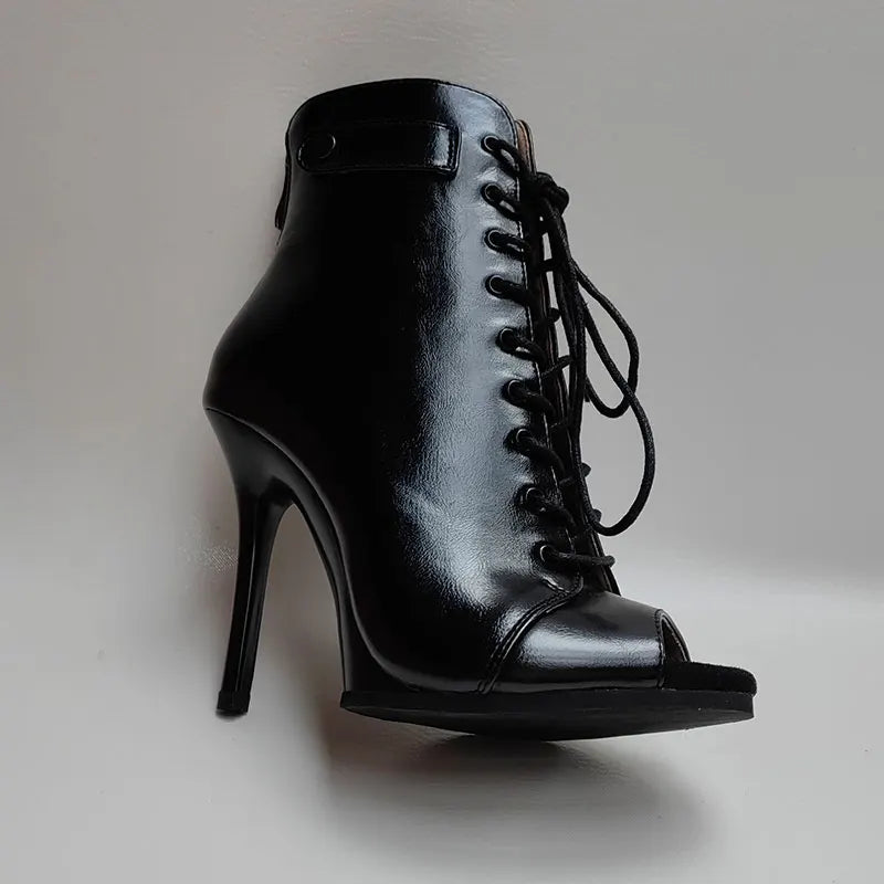 High Heel Lace Up Latin Dance Ankle Boots for Women