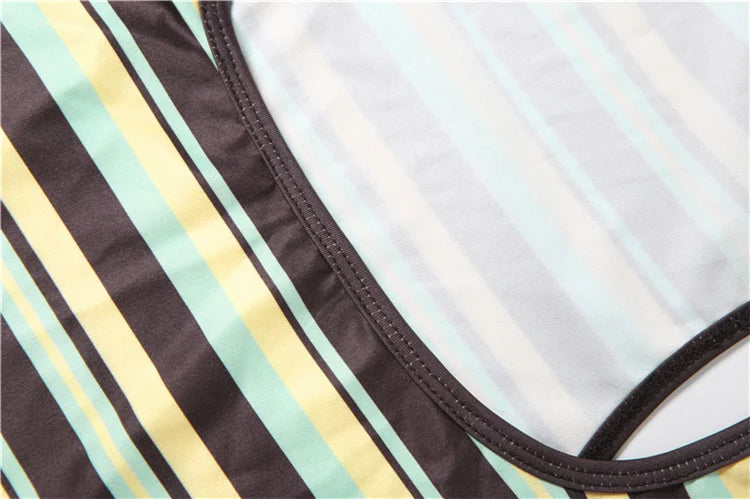 Striped Patchwork Stretch Backless Tank Top for Women