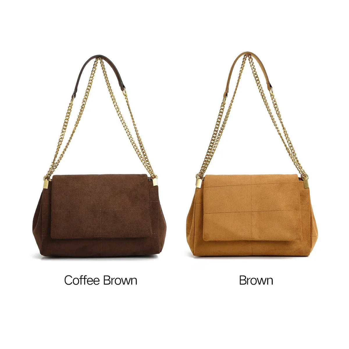 New Women Autumn Winter Suede Shoulder Bag Vintage Tote Bag with Chains Fashion Designer Luxury Handbags Retro Crossbody Bags