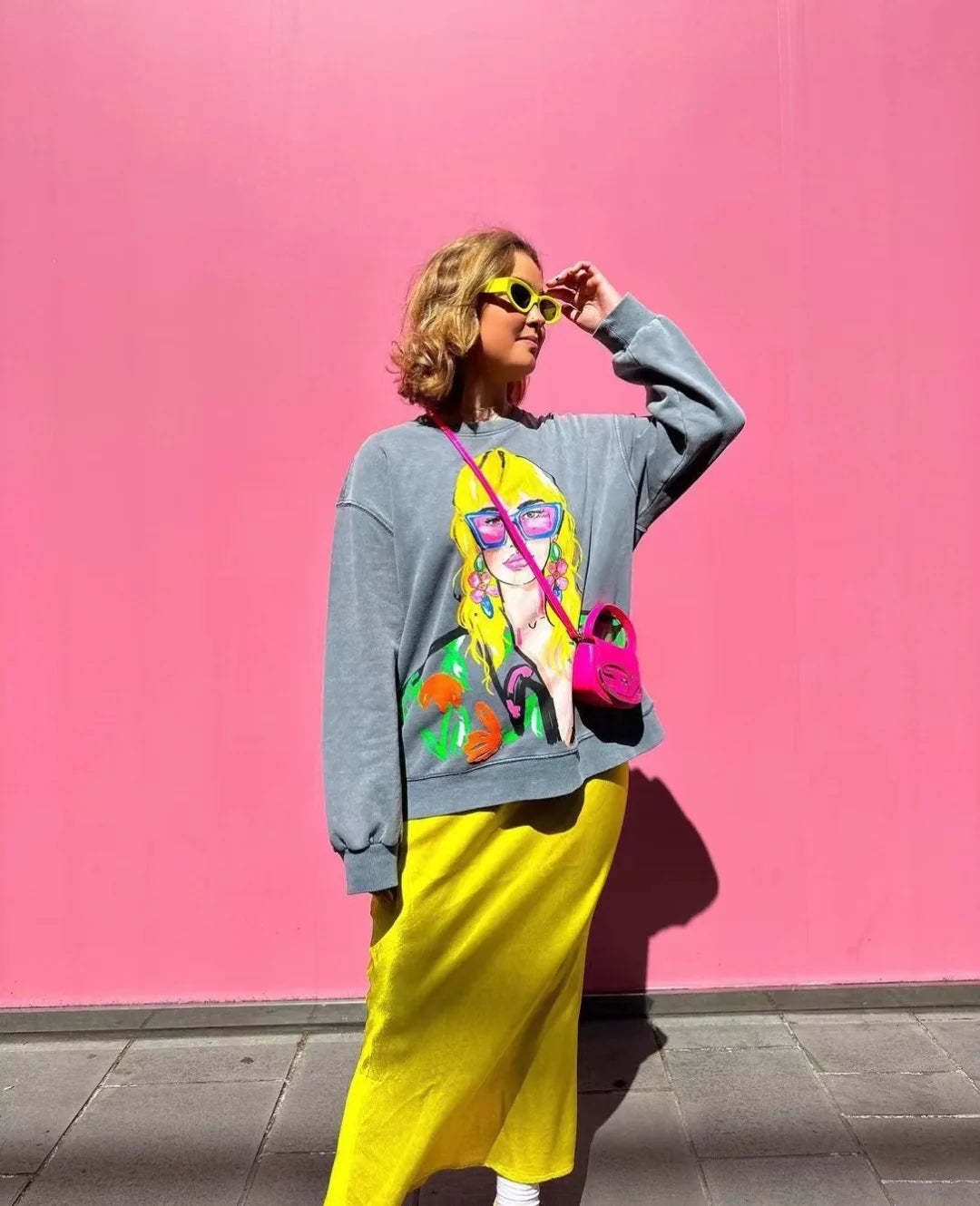 Loose Cartoon Graphic Long Sleeve Sweatshirt for Women