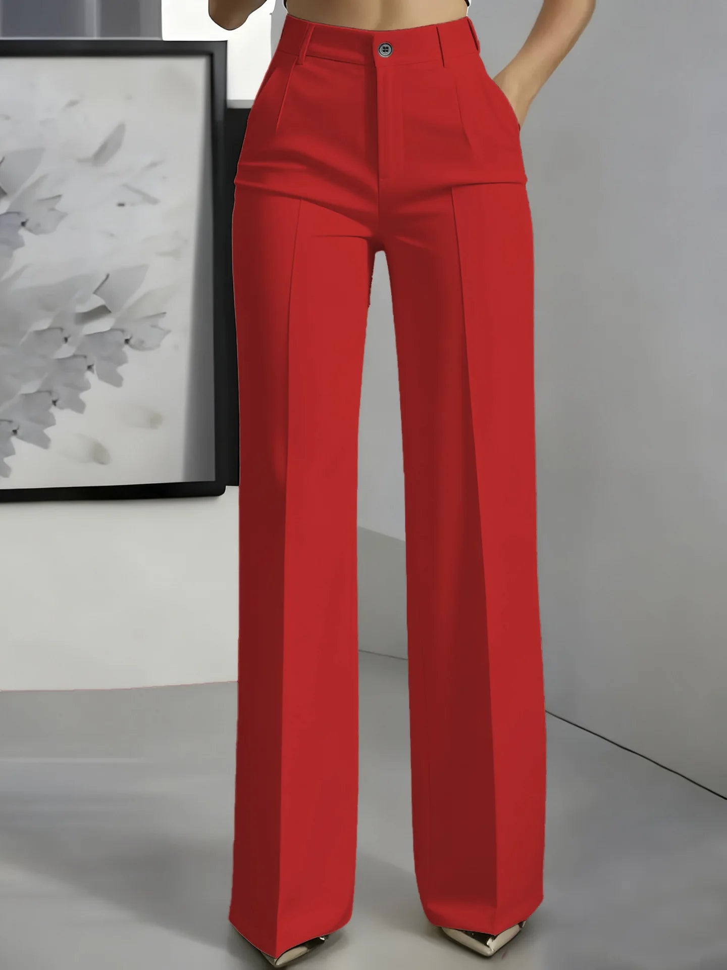 2026 New Women's High-Waist Drapey Straight-Leg Suit Pants Simple Elegant Long Trousers for Ladies