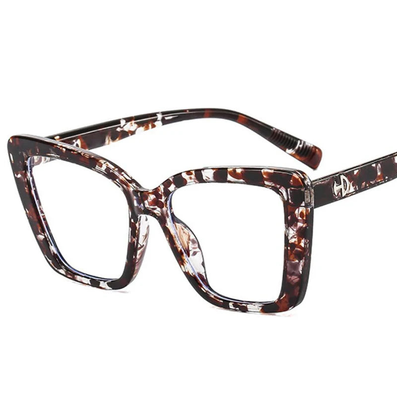 Vintage Black Floral Square Reading Glasses With Blue Light Filter for Women
