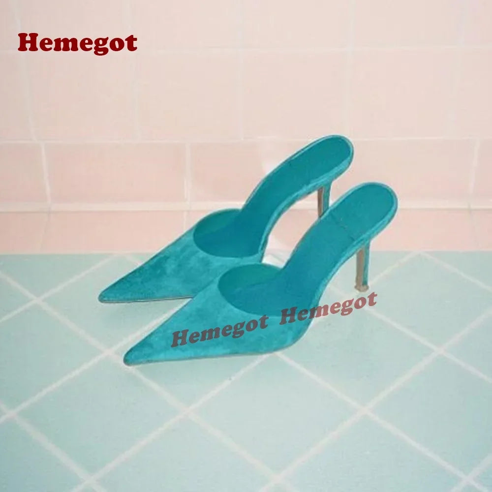 Elegant Blue Suede Pointed Toe Stiletto Heels for Women