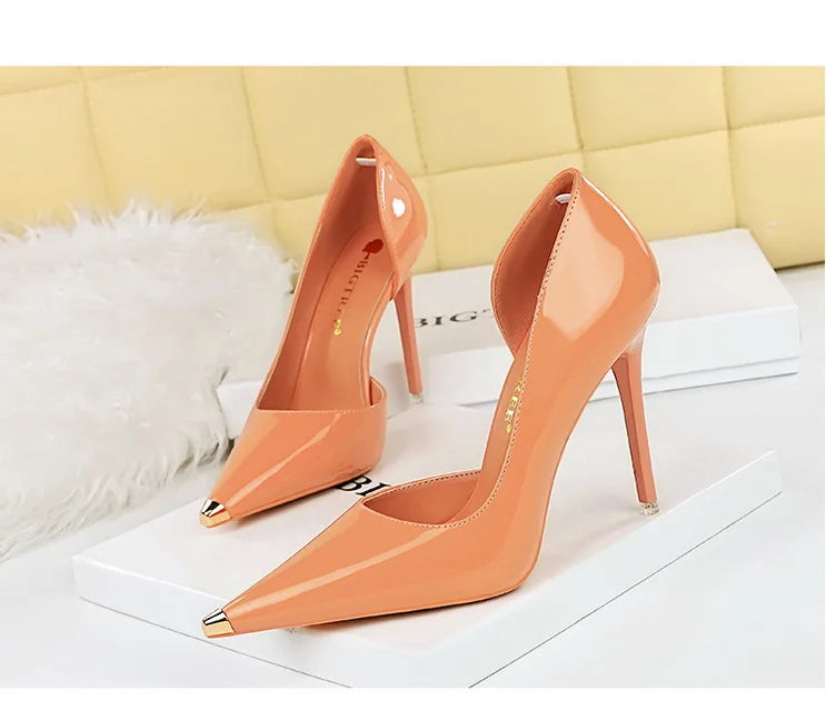 Pointed Toe Patent Leather Stiletto Pumps for Women