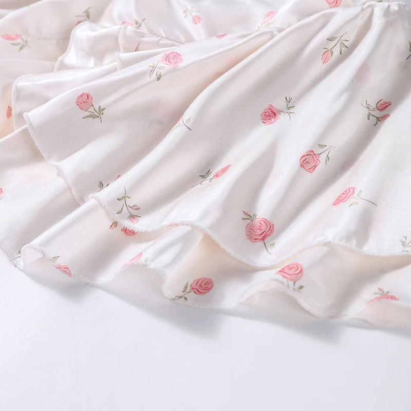 Floral Print Chiffon Tiered Ruffle Maxi Dress for Women