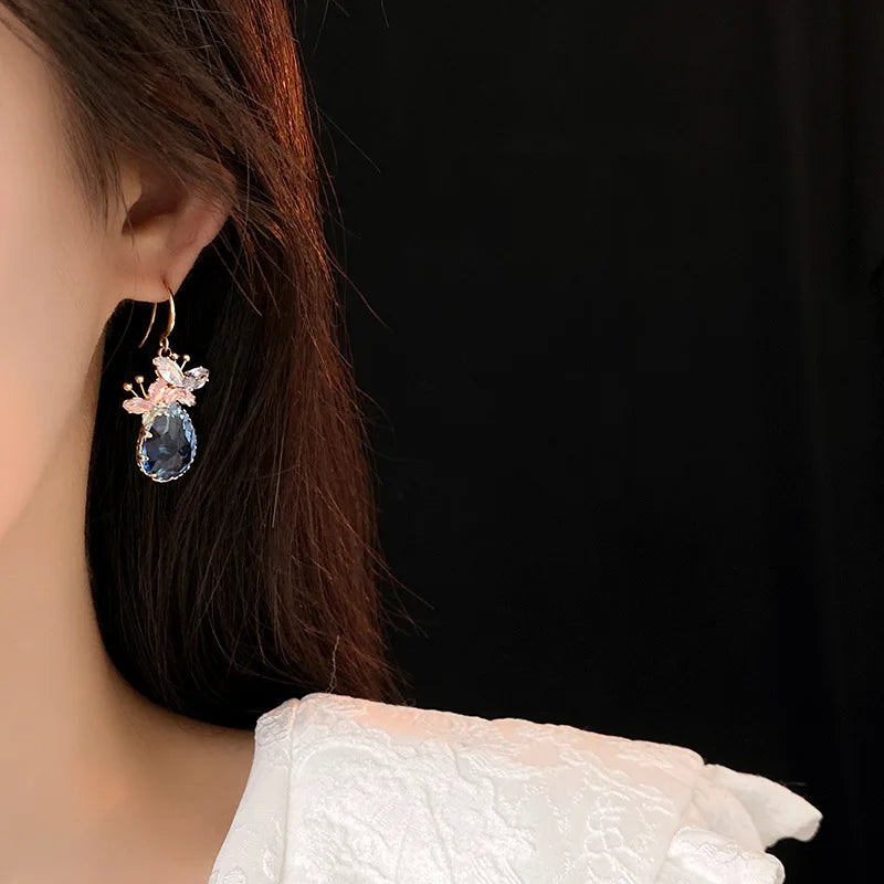 Butterfly Cubic Zirconia Drop Earrings